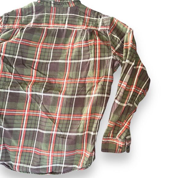 Long Sleeve Checkered Plaid Button Down Flannel Mens Large Green Red Lumberjack - Picture 8 of 16